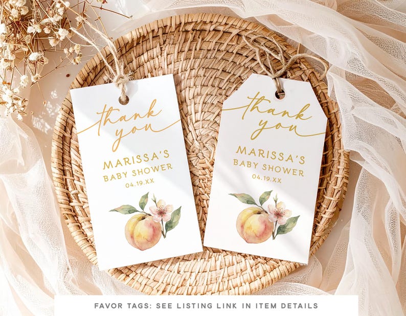 Peach Baby Shower Invitation • Watercolor • Vintage • Sweet as a Peach • Georgia Peach • PRINTED or DIGITAL image 7