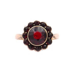 Antique 8K Gold Garnet Ring Bohemian Garnet circa 1900