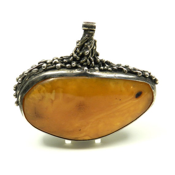 Antique Egg Yolk Natural Baltic Amber Pendant, c.… - image 1
