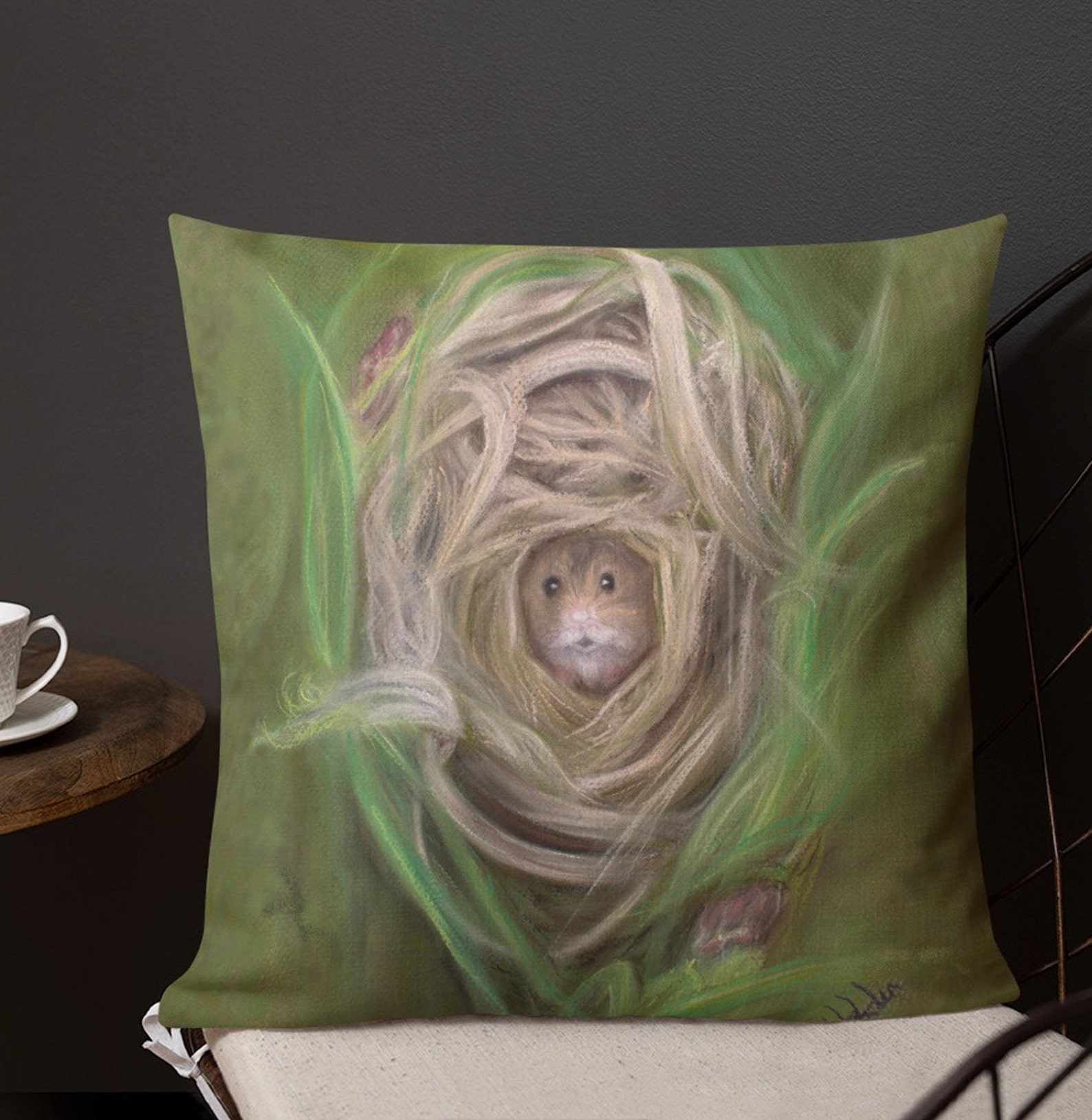 Peeping Mouse Cushion Premium Linen Cushion Peeping from A Etsy