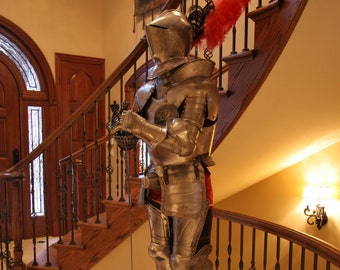 Suit of Armor in 16th Century Style with Authentic cup-hilt rapier sword