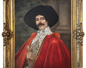 Cavalier in Red Oil on Canvas by Alexis D'Ambrossi