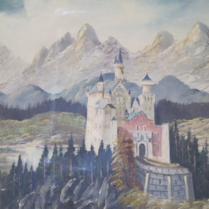 Signed Oil Painting on Canvas of Neuschwanstein Castle - Etsy