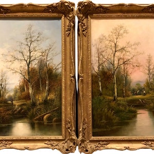 George Augustus Holmes, A Pair, Oil on Canvas Landscape Paintings, 19th Century