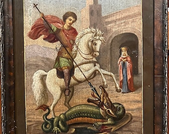 Nineteenth Century Belarusian Icon of St. George Slaying the Dragon