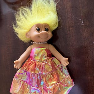 Vintage Russ Troll Doll Pink Iridescent Dress