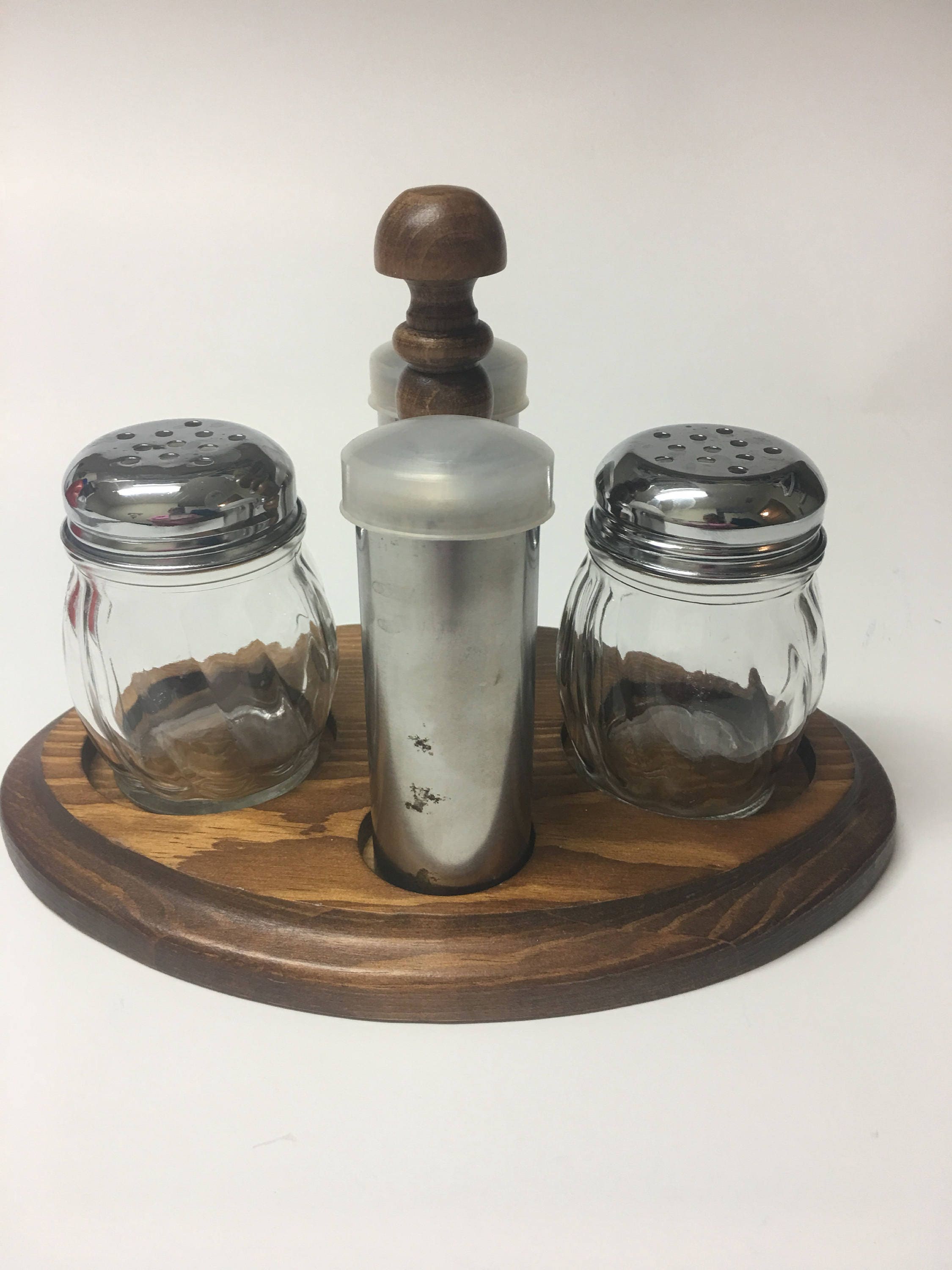 Vintage wooden condiment tray Etsy