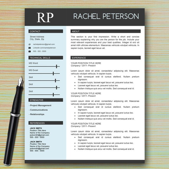 professional one page resume template for microsoft word cover letter writing tips modern professional cv instant download one page resume templates modern