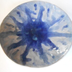 Handmade blue white pottery bowl with organic shape and textured underside image 10