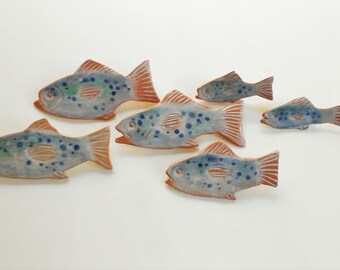 Handmade Ceramic Fish Wall Hanging Ready to Ship Holiday Gift Ceramic Fish