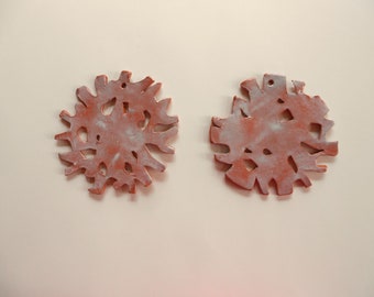 Ceramic wall art hanging tree snowflake terra cotta set of 2