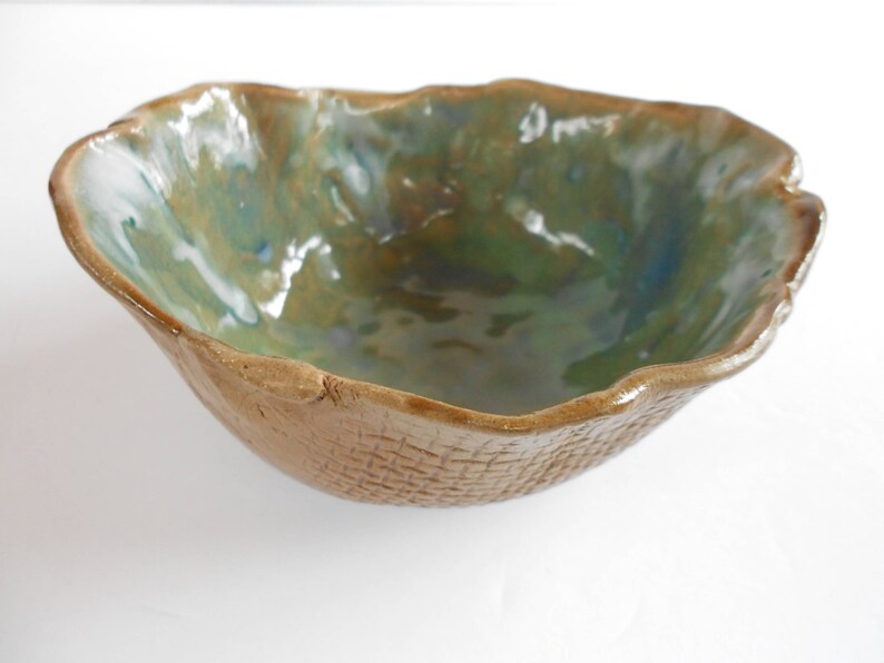 Organic Pottery Bowl Rustic Ceramic Bowl Scalloped Raw Edge Etsy