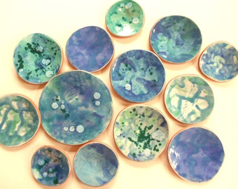 Ceramic wall art hanging discs modern coastal theme pottery wall art bowls contemporary pottery round wall tiles