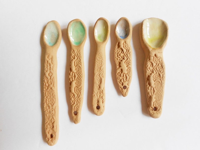 Small pottery spoon handmade ceramic spoon tiny clay scoop Etsy