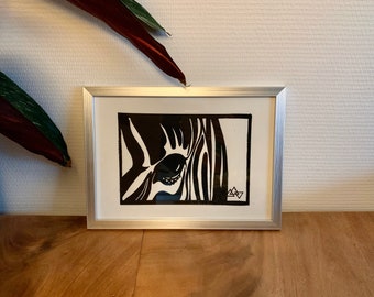 Zebra Handmade Art Print Linocut