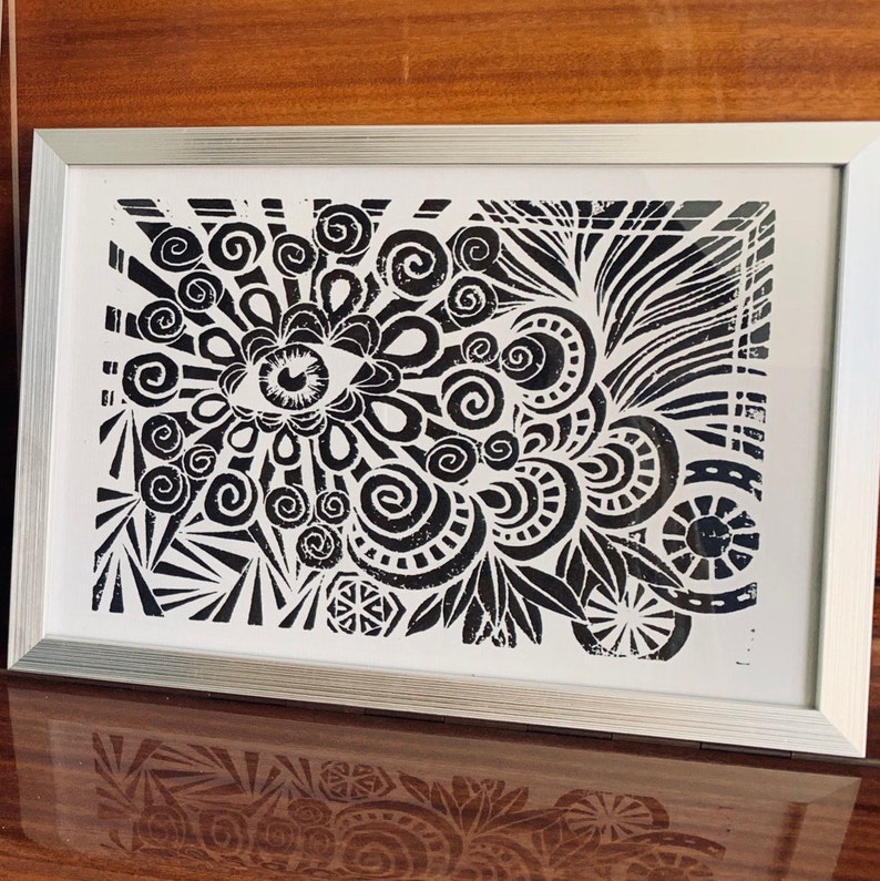 Eye Handmade Art Print Linocut image 1