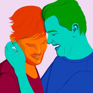 Love me - poster print illustration gay couple