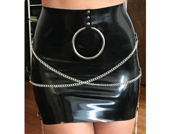 Latex Ring & Chains Mini Skirt