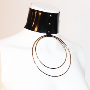 Latex Choker Collar with 2 Large Orings
