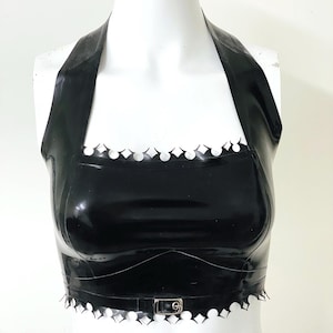Ready to Ship Latex Crop Top - size M-L in black latex