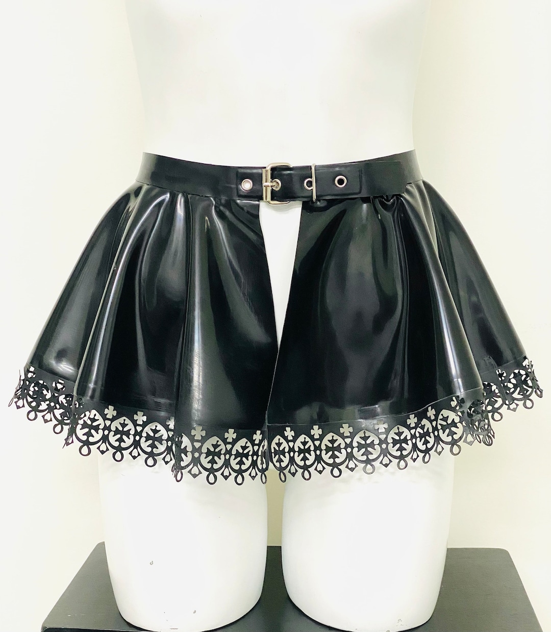 Black latex Peplum belt / Skirt - size medium Peplum Belt – Allure Bound main image 4
