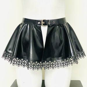 Latex Peplum Belt with Lace Trim