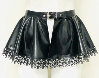 Latex Peplum Belt with Lace Trim