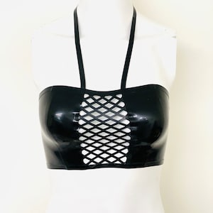 Crop top bandeau rombos de látex