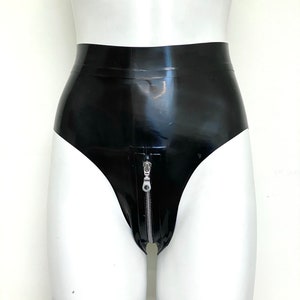 Latex High Zipper Panties