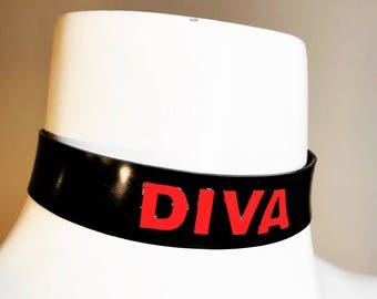 Latex custom applique choker collar