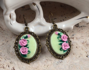 Floral jewelry Polymer clay jewelry Bright earrings Botanical earrings Floral earrings Wildflowers Clay rose earrings Flower polymer clay