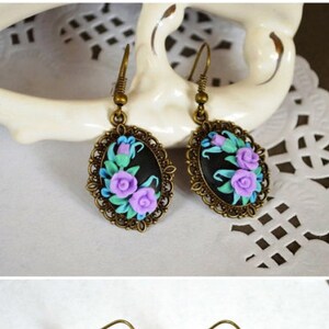 Floral jewellery Romantic earrings Gifts for girlfriend Flower earrings Unique jewelry women Earrings Gift idea Earrings for girls Lilac art image 1