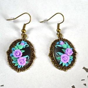 Floral jewellery Romantic earrings Gifts for girlfriend Flower earrings Unique jewelry women Earrings Gift idea Earrings for girls Lilac art image 2