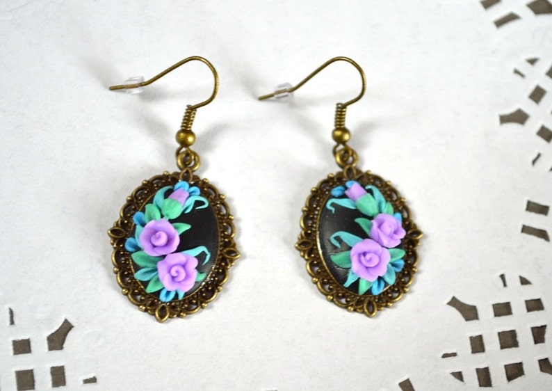 Floral jewellery Romantic earrings Gifts for girlfriend Flower earrings Unique jewelry women Earrings Gift idea Earrings for girls Lilac art image 2