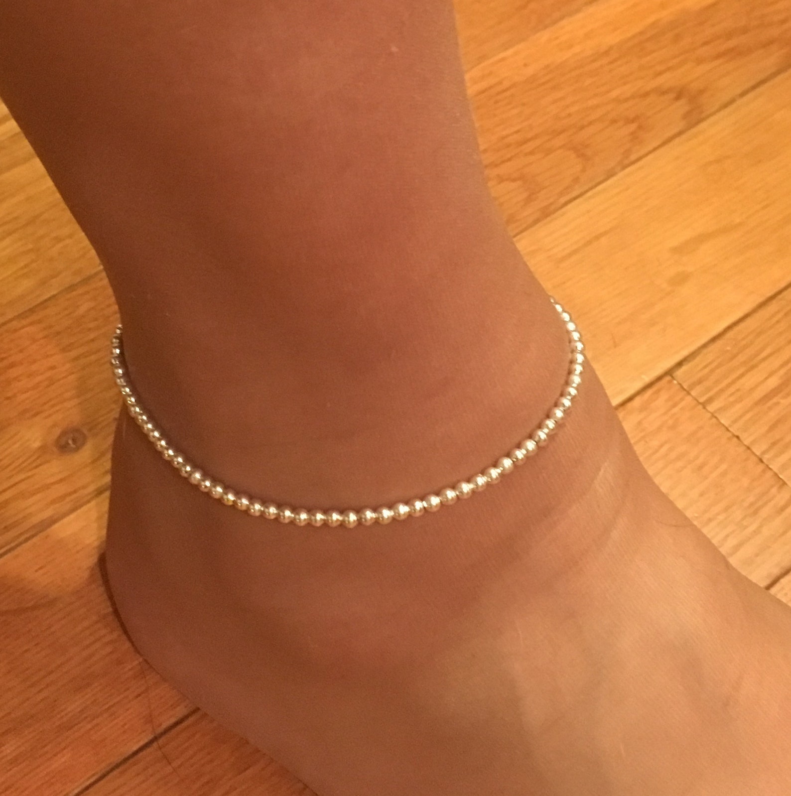 Silver bead anklet Clearance