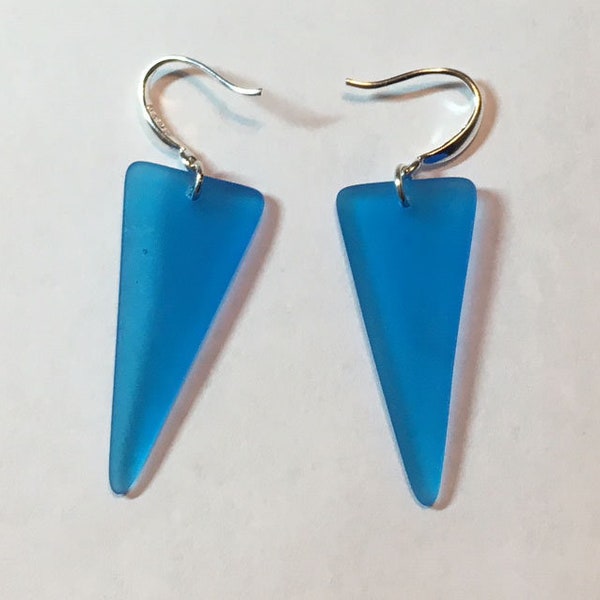 Frosted Earrings Choose Color, Earrings for Women, 925 Silver Earwire, Dangle Earrings, Seaglass Earrings, French Hook Earrings, Triangles