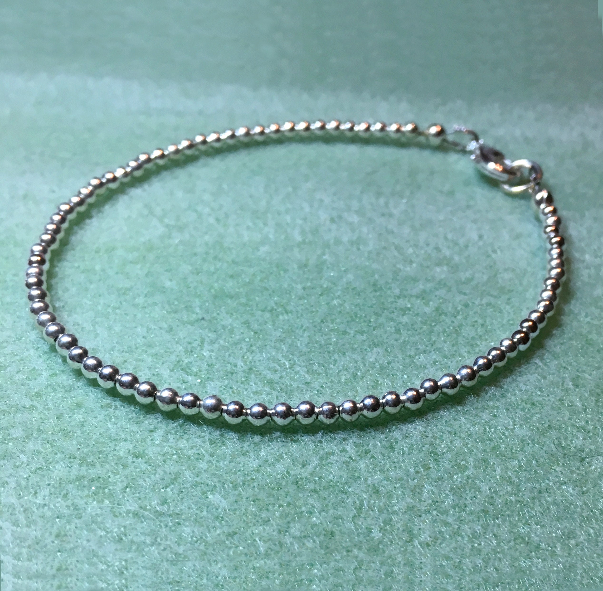 Silver Beads Anklet Silver Plated Anklet Anklets for Women - Etsy