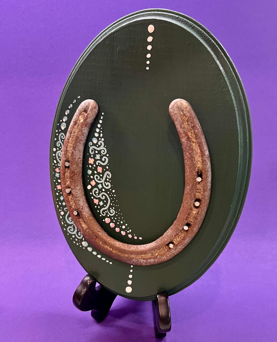 Hand Painted Green Stain Horseshoe Wall Hanging Etsy