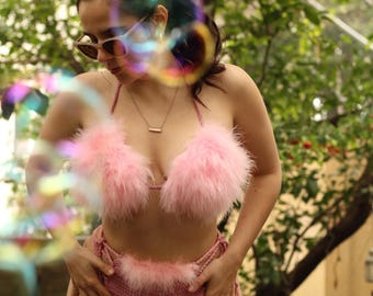 PINK FUR Festival Crochet Bikini Set