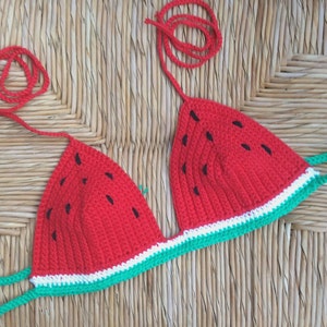 SALE Watermelon crochet bikini halter Festival top 100%cotton image 2