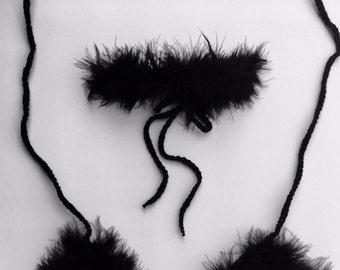 faux feather fur choker - kitty plur costume