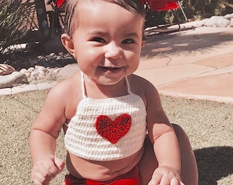 Boho baby / todler crop top heart, pineapple or palm trees - 100% cotton