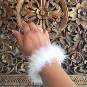 Fairy rave crochet fur feather cuff bracelet
