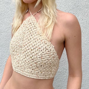 Bohemian retro crochet halter crop top Kaya 100% cotton