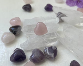 Crystals Heart shaped quartz Rose/ Amethyst