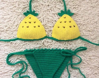 Crochet pineapple boho swim suit - 100% cotton