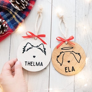 Dog Ear Christmas Ornament Personalized Pet Ornament Wood Pet Loss Gift Dog Ear Halo Ornament Name Dog Memorial Christmas Gift Pet Sympathy