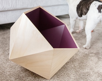 Modern Dog Toy Storage Basket Personalized Pet Storage Bin for Dog Toy Basket Custom Dog Storage Box Wood Pet Furniture Handmade Home Decor
