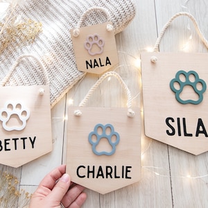 Dog Name Plate for Wall Hanging Dog Name Sign Custom Dog Kennel Tag Dog Corner Sign Custom Name Pet Wood Christmas Gift Dog Owner Handmade