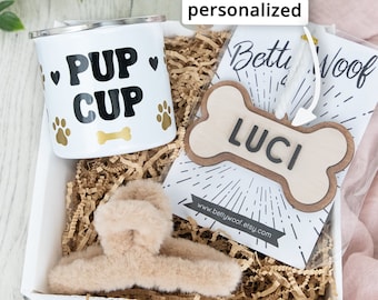 Puppy Gift Set for Yorkshire Terrier Gift Pup Cup Personalized Crate Tag Dog Name Sign Custom Dog Mom Gift Box Corgi Gift Dog Trainer